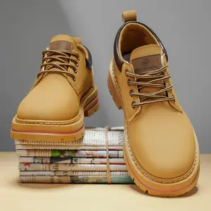 CORASUN Men's Casual Oxford Shoes - Waterproof PU Leather Work Boots | Non-Slip Thick Sole Low-Top Derby Shoes for Business Casual, Daily Commute & Outdoor Walking