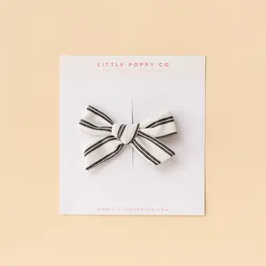 Black Striped Bow Clip
