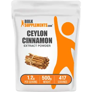 BulkSupplements Cinnamon Bark Extract Powder - Dietary Supplements - Edible - Natural Antioxidants - Spice - Cinnamon Flavor - 100g-1kg - 1.2g per Serving