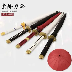 Portable Sword Handle Umbrella with Reinforcement for Enhanced Wind Resistance Full Size Design Unique Style 16 Bone Reinforced Version