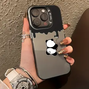 Case for iPhone 16 Pro Max 15 Plus 14 13 12 11 XS XR Cute Creative Cartoon Panda Doodle Pattern Matte Shockproof Anti-Scratch Stylish Smartphone Cover