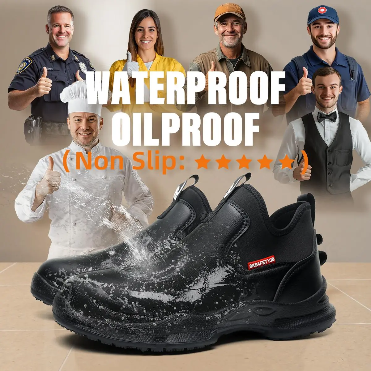 HIWELL working shoes Chef shoes waterproof comfortable anti slip nurs shoes for men Food Service Chef Kitchen Non Slip Work Shoes Slip On Water Resistant  SF926