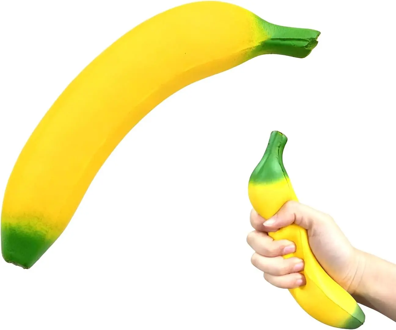 Banana Squishy Giant,  Slow Rising Banana Fidget Toys, Soft Stress Relief Anxiety Sensory Toys for Adults and Kids, Realistic Fruit Shape Squeeze Toys, Birthday Party Favors, Classroom Rewards