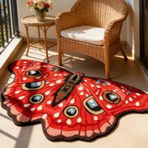 Modern Vintage Gradient Floral Butterfly Print Carpet, Foldable Plush Fluffy Area Rug for Living Room Bedroom, Easy Care Large Area Mat