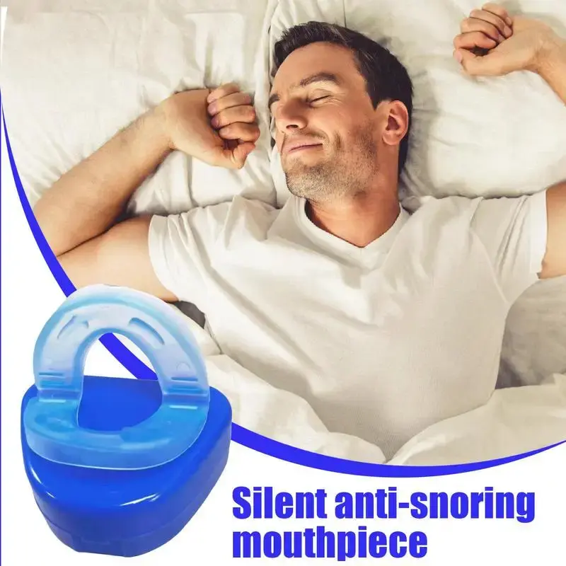 Anti-Snoring Mouthpiece and Night Guard for Teeth Grinding, Double Layer PC+EVA Design, No Boil Sleep Aid for a Quiet Night with Your Partner, Blue, Night Guard Teeth