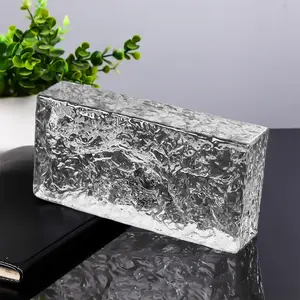 Transparent Glass Blocks Wall Decor Ice  Textured Solid Rectangular Glass Bricks  as Partition Walls Accent Wall