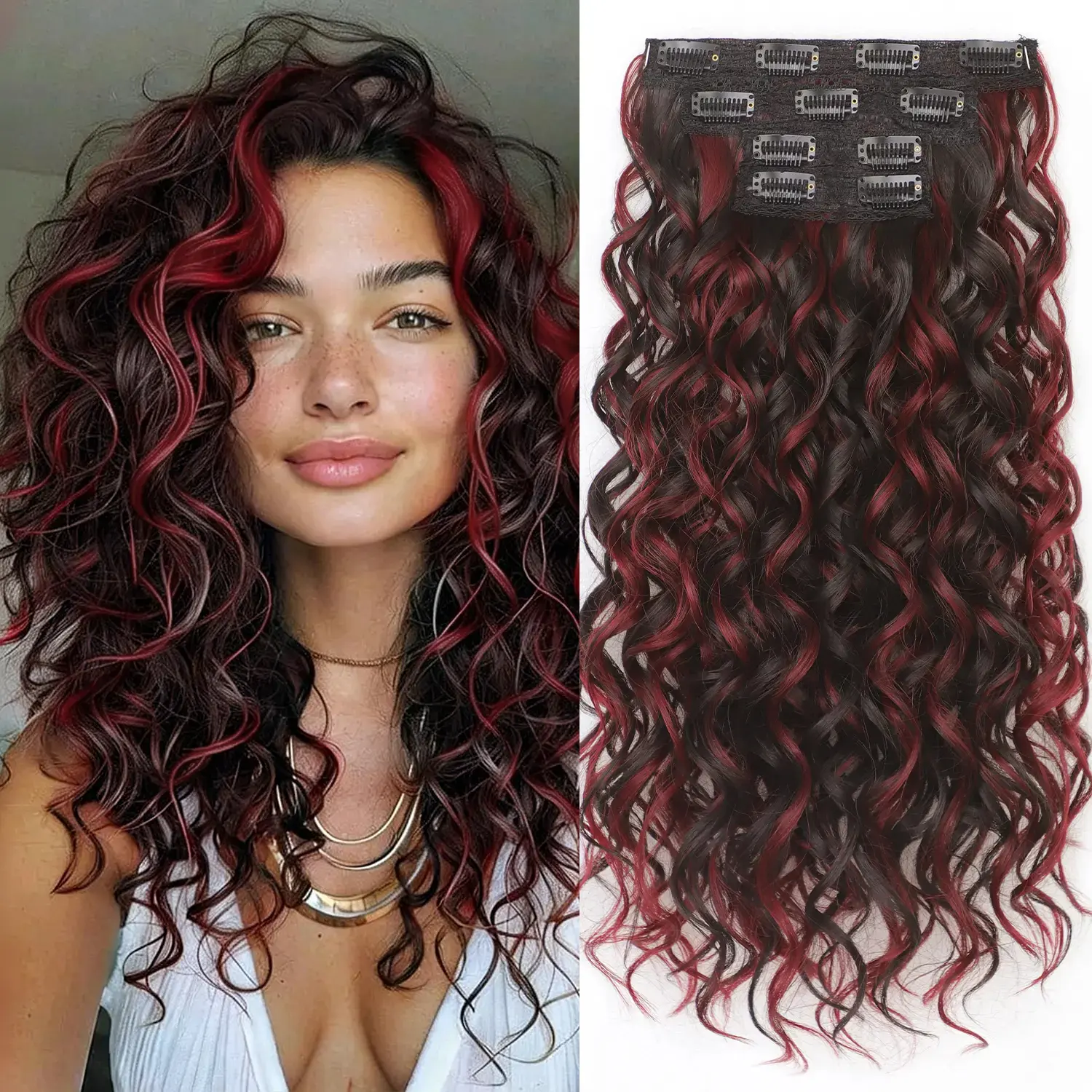 16inch-Black mixed Burgundy