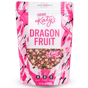 Katy’s Dragonfruit Loose Tea - Hibiscus, Dragonfruit & Pineapple - Loose Leaf Fruit Tea, Caffeine-Free, Sugar Free - Hot or Cold Brew - 30+ Cups - Woman-Owned - 3oz Pouch
