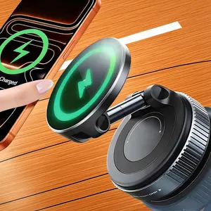2026 Upgraded MagSafe Magnetic Charger - 15W Fast Wireless Charging Suction Cup Holder for Dashboard & Windshield, Compatible with iPhone 12-17 & All Qi-Enabled Devices, with Rose Stickers, Magnetic Phone Charger summervibes☀️