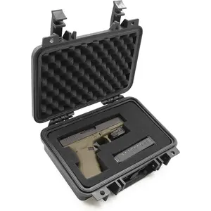 12" Hard Gun Case - Waterproof Shockproof Pistol Case with Customizable Foam Interior for 9mm Handgun & Accessories Storage