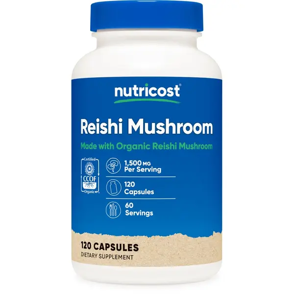 Nutricost Organic Reishi Mushroom Dietary Supplement Capsules - Easy to Take, Third Party Tested, 1500mg Per Serving, 60 Servings Total, for Adults' Daily Wellness Routines