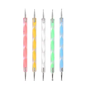 5Pcs Double-ended Nail Art Dotting Pens 10 Different Diameter Ball End Dots Painting Pen Tool 2 Way Nail Art Design Tools for Nail Decorations Art Stippling Engraving Drawing