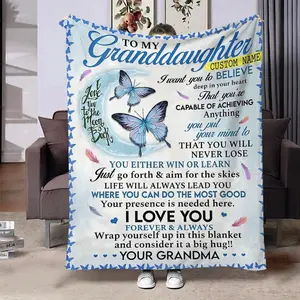 To Granddaughter Letter Blanket, 1 Count Soft Throw Blanket, Air Conditioning Blanket, Warm Nap Blanket, Inspirational Blanket for Home Office Travel