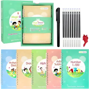 Reusable Handwriting Practice Copybook Set with 5 Handwriting Practice Books,2 Pen, 10 Pen Refills & 2 Pen Grip, School & Educational Supplies，Learning Handwriting Practice Workbooks for Kids,Perfect Gift for Easter & Back to School