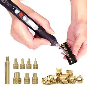 60W Digital Soldering Iron Heat Set Insert Tool with Heat Set Insert Tips and 100 count M3x4x4.5 Threaded Inserts