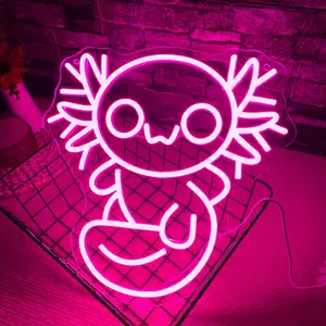 Axolotl Neon Sign, Decorative Neon Light, Home Decor Light, Pink Cute Axolotl Neon Light Light up Sign, USB Power Led Sign for Room, Bedroom, Club, Game Room, Birthday Christmas Gifts, Neon Accent Lights