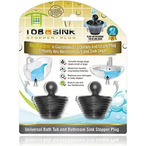 Tub 2 Pack Universal Stopper for Bathtub and Bathroom Sink Drains, Black Plug 2pk, 2 Count