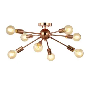 JONATHAN Y Copper Contemporary Sputnik Metal LED Flush Mount; for Living Room,Bedroom, Kitchen, Office