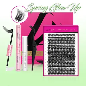 VEYESBEAUTY VB-Muse 3D Volume Cluster Lashes Individual Lash Extensions Layered Fluffy Eyelashes Wispy Faux Mink Lash Newbie's Five-Second DIY Mixed Length Large Tray for Self Application Makeup at Home Cosmetic Eyelashes Extensions