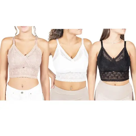 Women's Skye Lace Bralette Underwear for Women - Nylon-Elastane Fabric, V-Neck, Detailed Lace Design, Elegant Look, Supportive Fit, Removable Pad, L/XL Plus Size Sizes