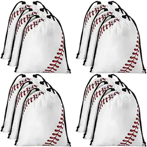 24 Pcs Baseball Sport Drawstring Backpack Sports Party Favor Candy Sack Gift Goodie Bags Players Athletes Gifts Treat Bags for Team Sport Themed Ball Party Supplies