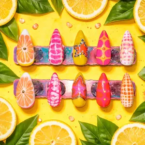 Made to order - Neon citrus burst handmade NFC chip nails
