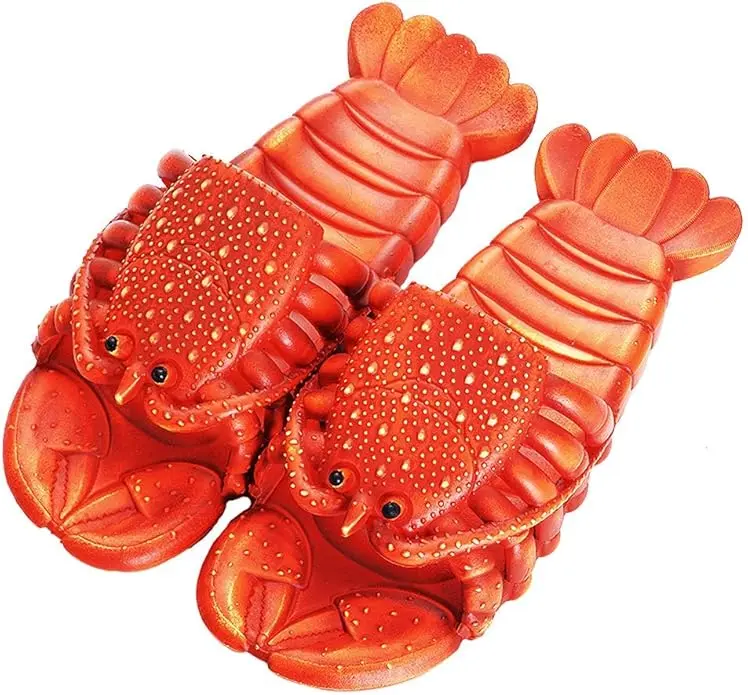 Loster Sandals - Funny Lobster Loafers for Men - Round Toe, Summer Beach & Casual Shoes - Large Size - Soft Sole, Comfortable, Quirky Gift for Fishing, Fathers Day, Birthday