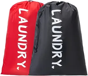 2 Pack XL Travel Laundry Bags 24"x36", Machine Washable Dirty Clothes Organizer with Drawstring, Fits Hamper & Basket, 4 Loads