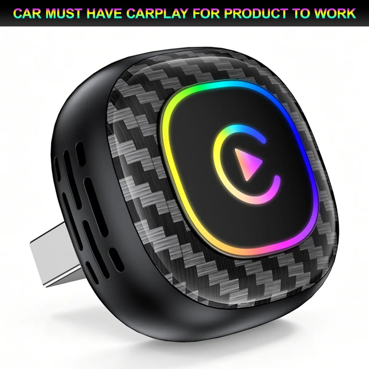 【Summer Vibes】Yurnlv 2026 Wireless CarPlay Adapter Dynamic Flowing Ambient Lighting, CarPlay Adapter for carplay car,Smartphone Connectivity, Converts Wired to Wireless CarPlay Dongle for carplay or android auto,Car Accessories,Auto Accessories Interior