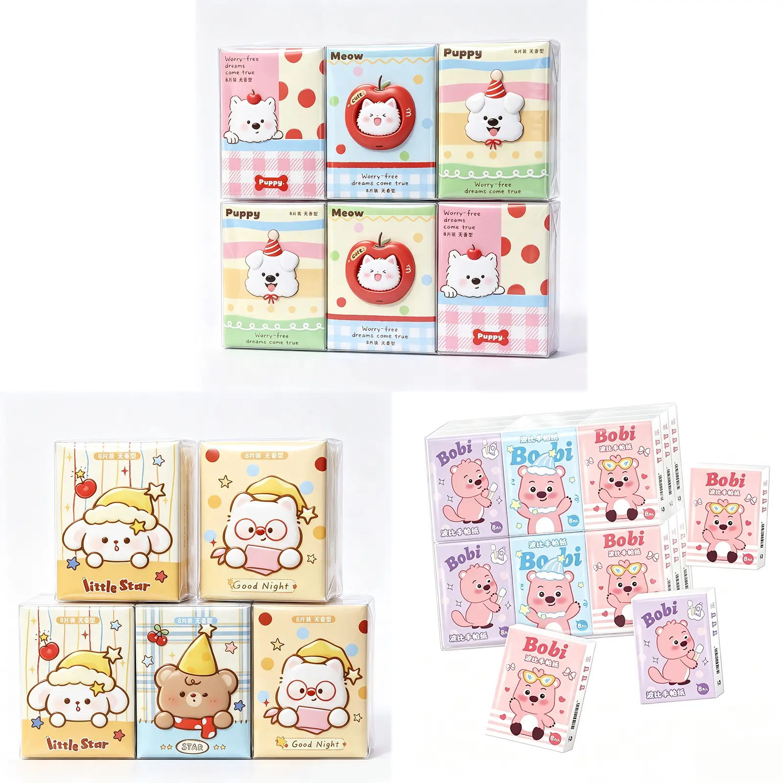 36Pack Cute Cartoon Mini Pocket Tissues, 3 Ply Soft Disposable Facial Paper, Portable Individual Pack Travel Tissue, Purse Size Napkins for Girls Outdoor Daily Use