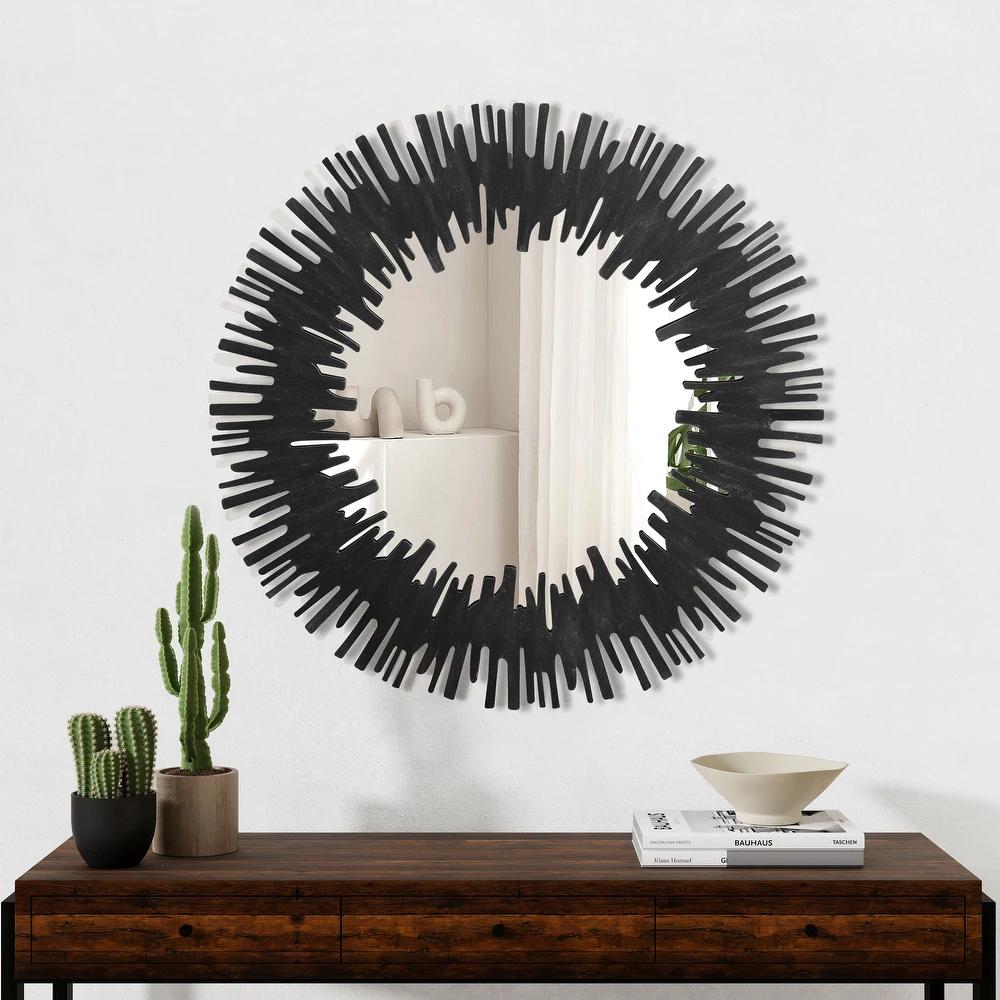Sunburst Shape Wall Mirror Round Industrial Mirror 33.5"×33.5" - High-Quality Mirror for Home Decor Sunburst Shape Wall Mirror Round Industrial Mirror 33.5"×33.5" - High-Quality Mirror for Home Decor