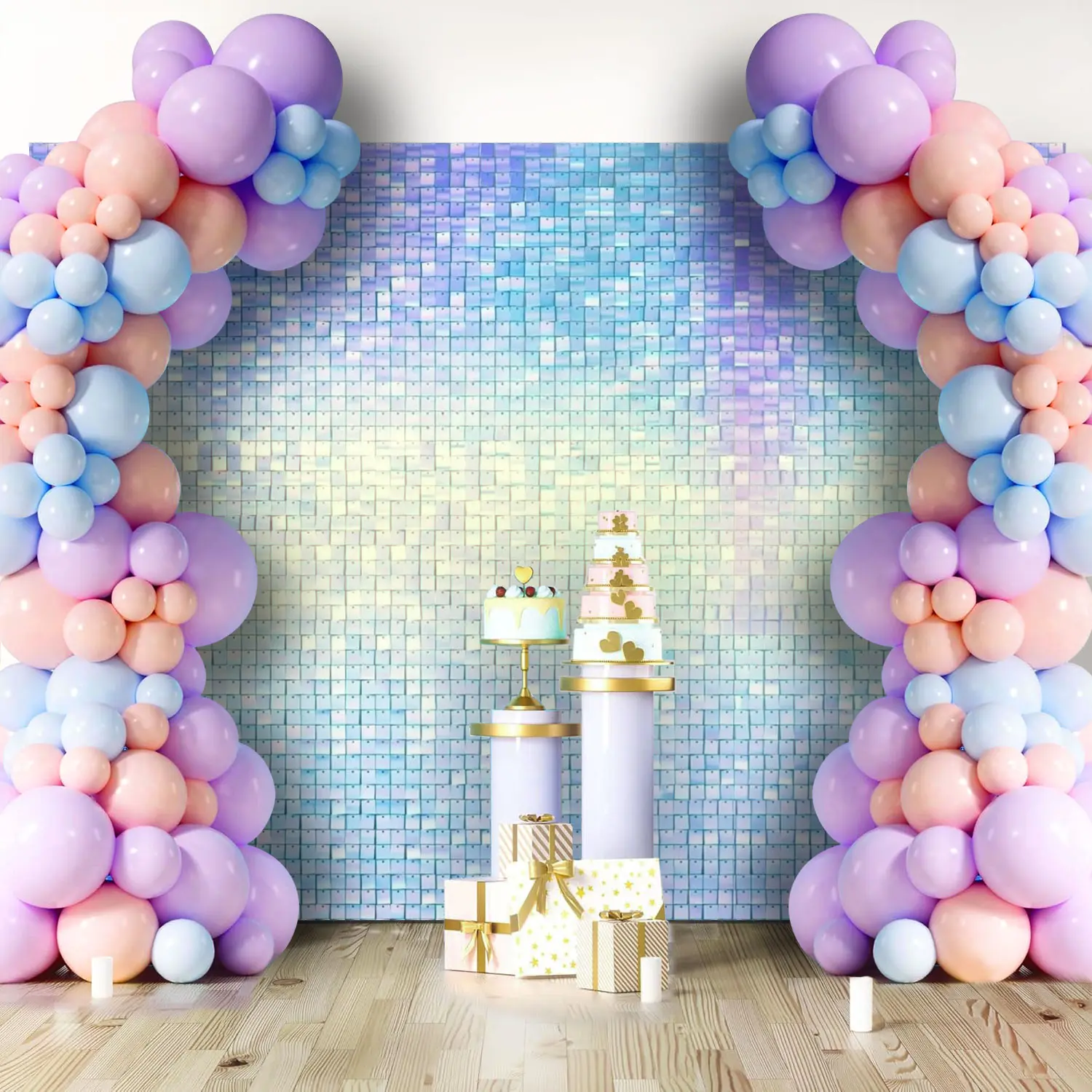 36pcs/49pcs Shiny Metallic Lightweight Blue Gradient Sequin Wall Panel Pack - Sparkle Backdrop for Wedding, Photo Booth, Party Decorations