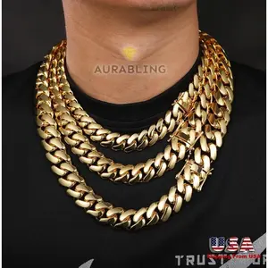 Cuban Link Chain Necklace for Men – Miami Thick Statement Jewelry, Non-Tarnish, 8mm to 22mm Widths, Bold & Stylish Layered Hip Hop Accessory