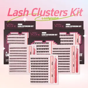 D Curly Lash Clusters Kit, 8-16mm Volume Cluster Eyelashes, 3D Wispy D Curl Extensions, Soft Disposable DIY Lash Set, Natural Fluffy Lashes, Lightweight Makeup Tools for Beginners, Ideal for Daily Casual and Party Eye Beauty by lashplume