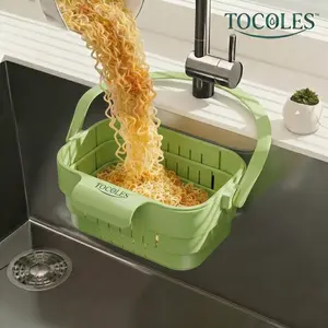 TOCOLES Foldable Kitchen Sink Drain Basket – Hands-Free Sanitary Design, Efficient Anti-Clogging Structure, No-Tool Installation, Slim Space-Saving Design, Easy to Clean & Low-Maintenance, Stainless Steel Anti-Clog Sink Strainer Kitchen Accessory