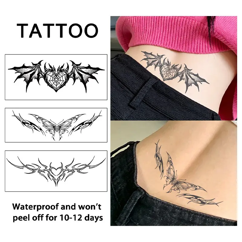 Sexy Temporary Tattoo Stickers Body Fake Tattoos Ephemeral Tattoos Waterproof Long-Lasting 7-15 Days, Half-Permanent Herbal Tribal Tattoos for Men and Women, Suitable for Arms Legs Back