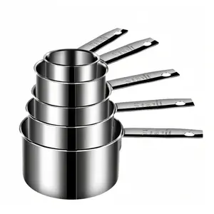 5 Pieces Stainless Steel Measuring Cups Set, Kitchen Measuring Sets Gadgets tool,For Cooking & Baking,Measure Dry & Wet Ingredients And Liquid (Cups)