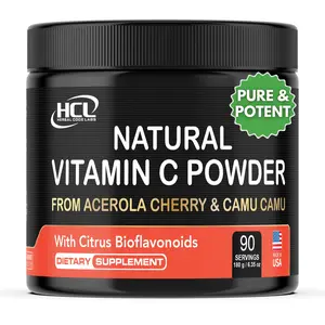 Natural Vitamin C from Acerola Cherry & Camu Camu Powder - High Absorption with Citrus Bioflavonoids - Immune System & Collagen Booster - Anti Aging Skin Vitamins Made in USA 90 servings