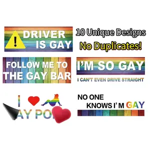 10Pcs Funny LGBT Fridge Magnets Refrigerator Magnets Rainbow-Themed Prank Refrigerator Decals Hilarious Decorative Stickers Creative Kitchen Gadget for Pranksters LGBT Community Kitchen Office Whiteboard Locker Cabinet Funny Rainbow Gifts