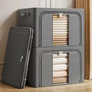 3PCSNew storage box, large capacity visible transparent window, reinforced zipper handle, suitable for placing clothes and bedding next to the wardrobe, storing clothes and bedding, and organizing under the bed