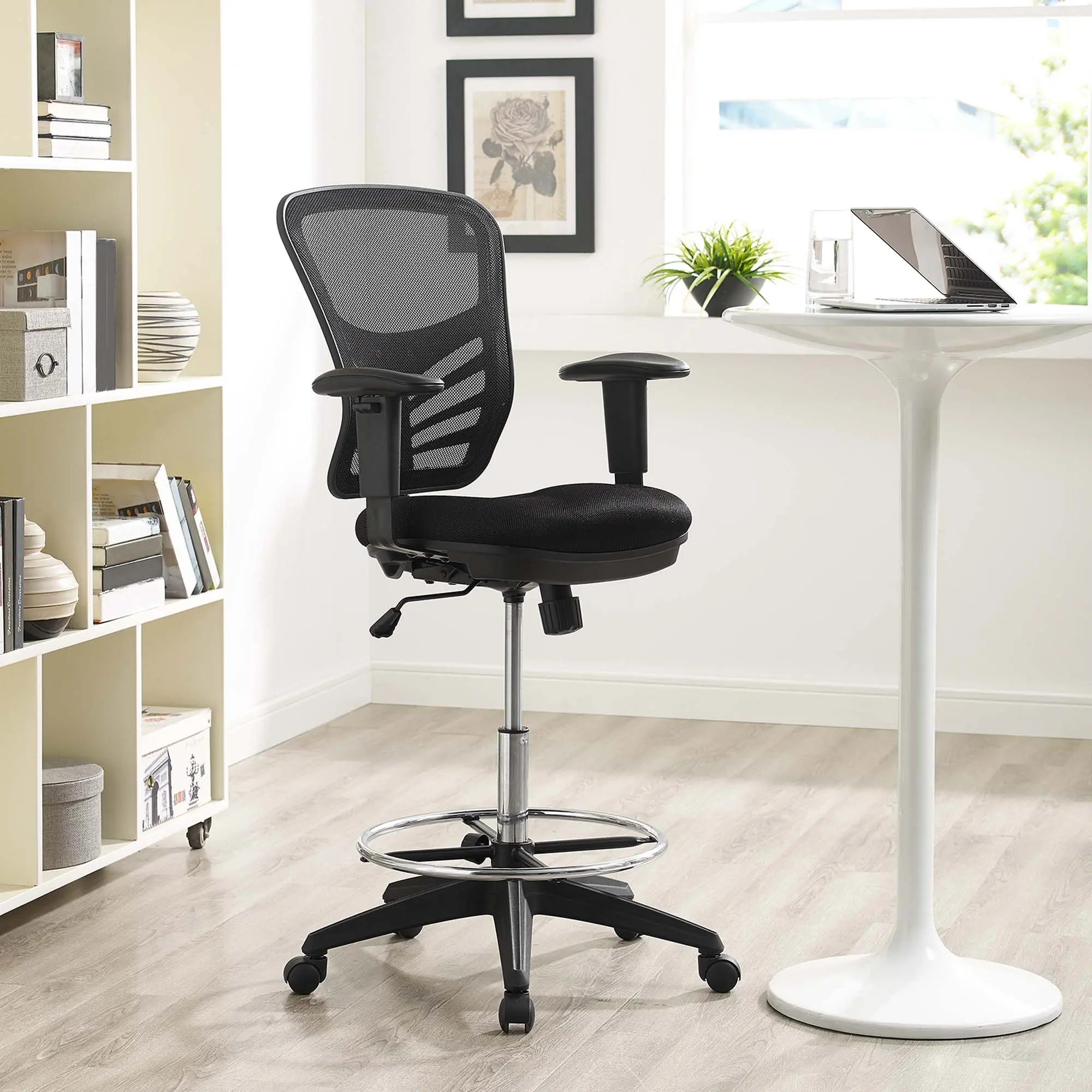 Modway Articulate Adjustable Ergonomic Ergonomic Height Adjustable Mesh Swivel Black Commercial Office Drafting Chair, Mesh Swivel Chair
