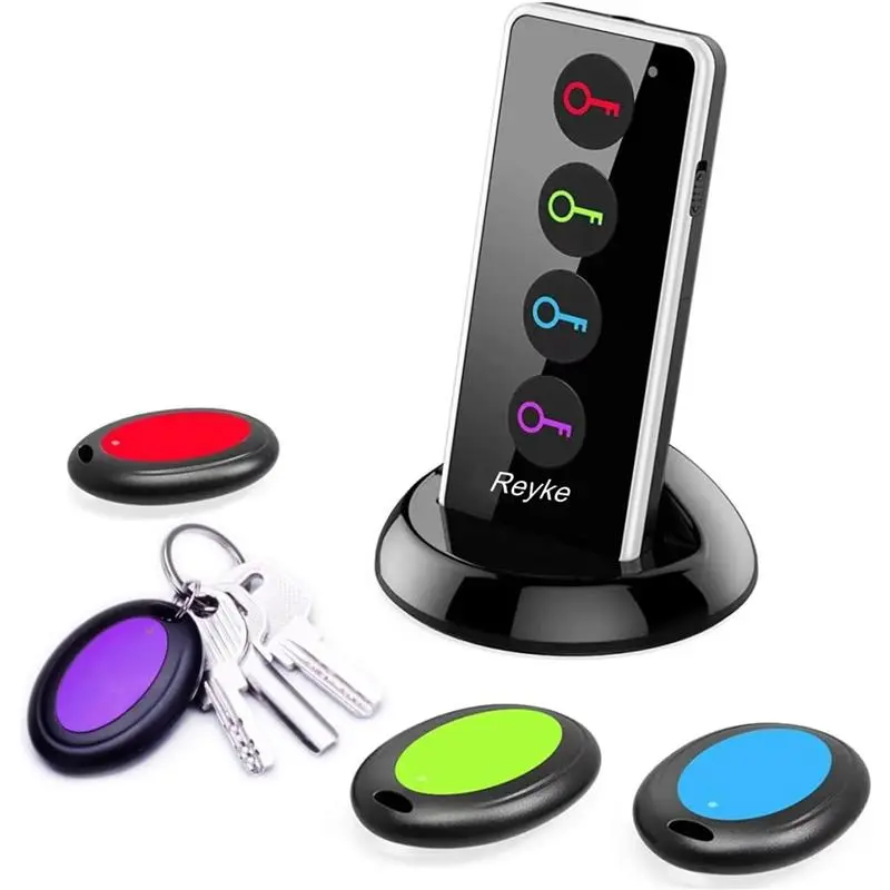 Key Finder Wireless Bluetooth Tracker with 80dB Beep & LED Flashlight 131ft Range 4 Receivers for Wallet Phone Pet Key Locator Tags Anti-Lost Tag Alarm Reminder