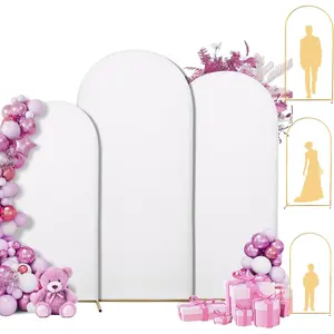 Arch Backdrop Stand and Cover Set of 3 - (7FT+6.6FT+6FT) Wedding Arch Backdrop Stand with Cover Set for Birthday Wedding Bridal Baby Shower Event Decoration