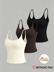 No-Pad No-Ruched Camisole Tank Top, Slim Fit Spaghetti Strap Cami, Y2K Summer Layering Top, Soft Stretchy Basic Shirt, Casual Sexy Blouse
