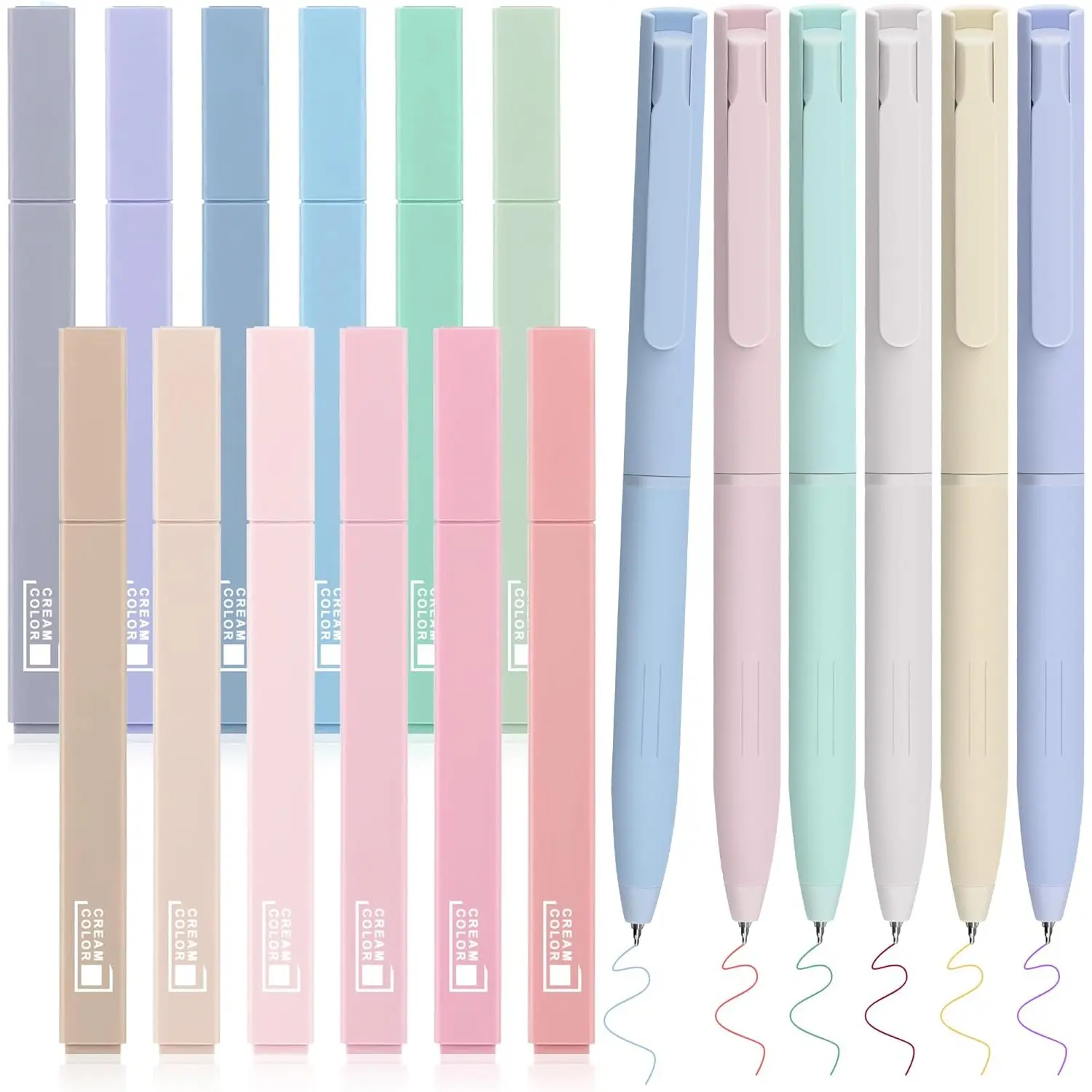 Unisex 18-Piece Quick-Dry Water-Based Highlighters & Multi Colored Pens Set - Ergonomic Assorted Colors Markers for Bible Journaling, Office Supplies (Holidays, Birthdays Home Improvement Gift Option)