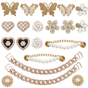 20 Pcs Bling Shoe Charms for Women and Girls Butterfly Flower Shoe Decoration Charms for Clog Diamond Chain Charms Cute Shoe Jewels DIY Shoe Accessories for Birthday Party Valentines Day Gifts