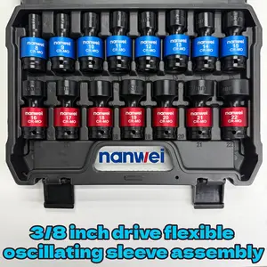 NANWEI Drive Shallow Universal Impact Socket Set, Swivel Socket with Flexible Wobble, 6 Point, Metric,8-22mm,Cr-V Steel