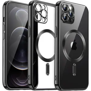 Magnetic Phone Case -Full Lens Protection Shockproof Phone Case,Clear & Anti-Yellowing,Scratch-Resistant Soft case for iPhone 11-17 Series (17 Pro Max/16 Plus/15 Pro Max/14 Pro/13/12) | Built-in Magnetic Suction & Wireless Charging Compatible