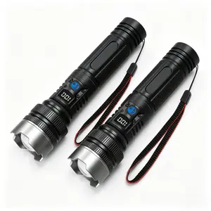 2-in-1 powerful flashlight (power bank), 1/2/3pcs，intelligent battery level digital display, with a wristband, usb fast charging, zoom, X4-level water resistance, adjustable brightness, suitable for outdoor, emergency and camping lighting accessories.
