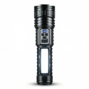 Super Bright LED Rechargeable Flashlight,Multifunctional Outdoor Zoomable Torch Light with Side Lights,Portable Flashlight for Outdoor Camping Fishing Emergency LightingTactical Equipment High Power spotlight Flashlight
